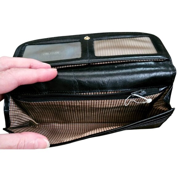 Oroton Black Leather Womens Wallet With Snap Closure & Multiple Compartments - Picture 4 of 9